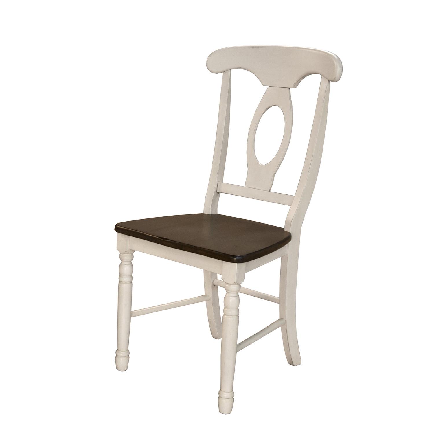 Traditional Chalk and Cocoa Bean Slat Back Side Chair