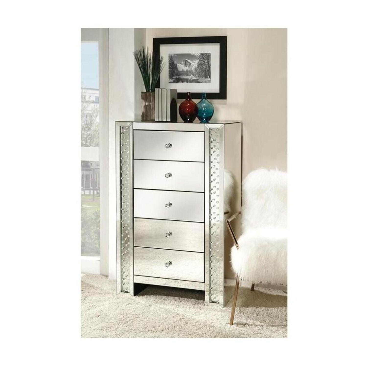 Mirrored 5-Drawer Chest with Felt Lined Drawers