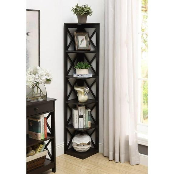Convenience Concepts Oxford 5 Tier Corner Bookcase, Multiple Finishes