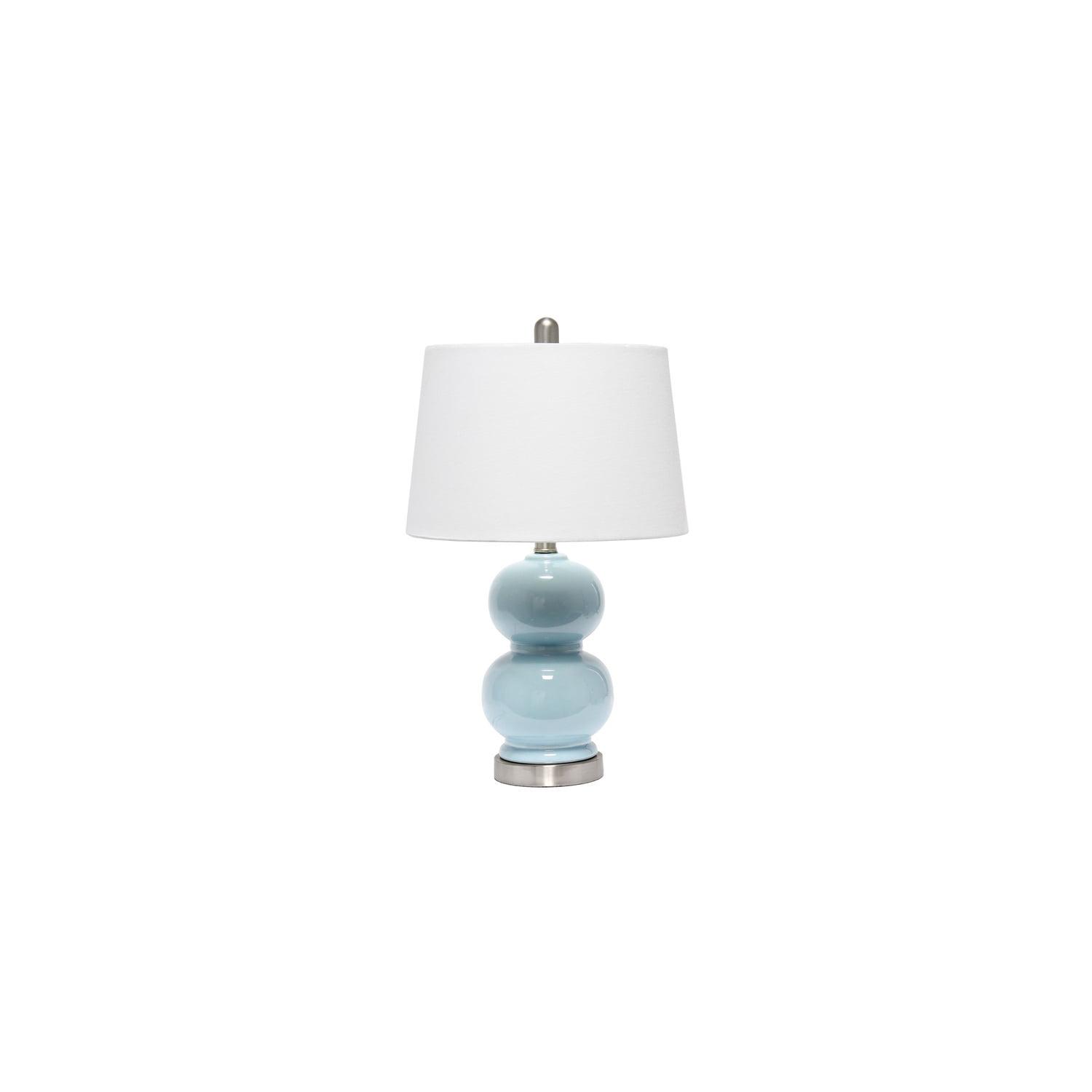 Double Gourd Ceramic Table Lamp, Light Blue