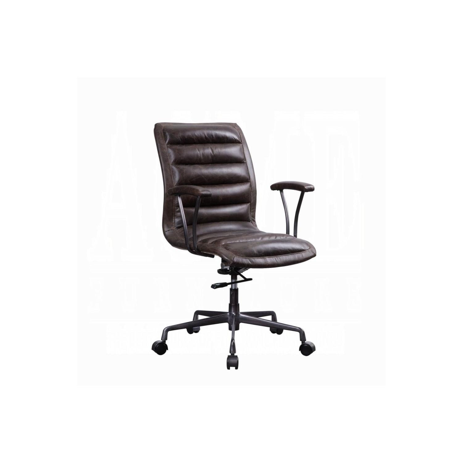 Distressed Brown Leather Executive Swivel Office Chair