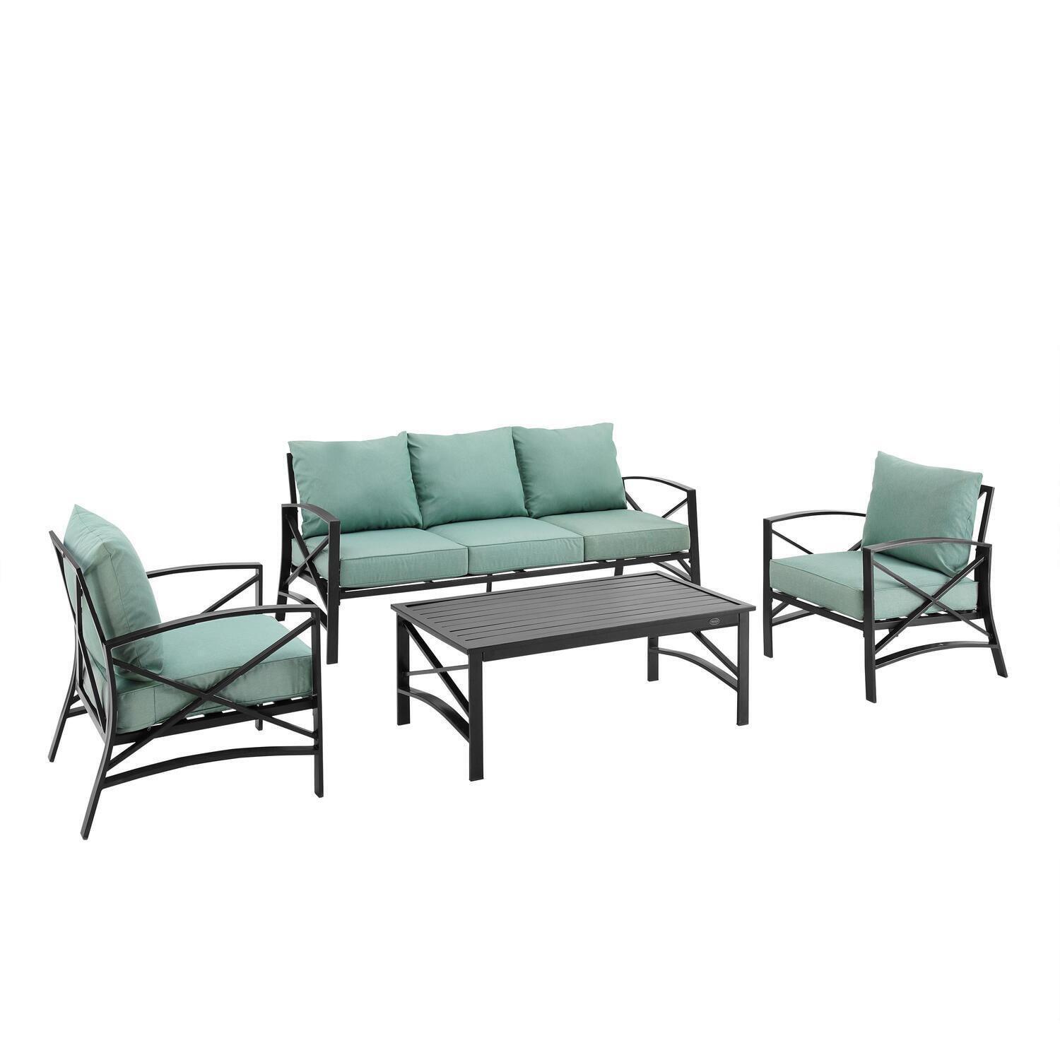 Seaside Serenity 4-Piece Mist Cushioned Outdoor Sofa Set with Coffee Table