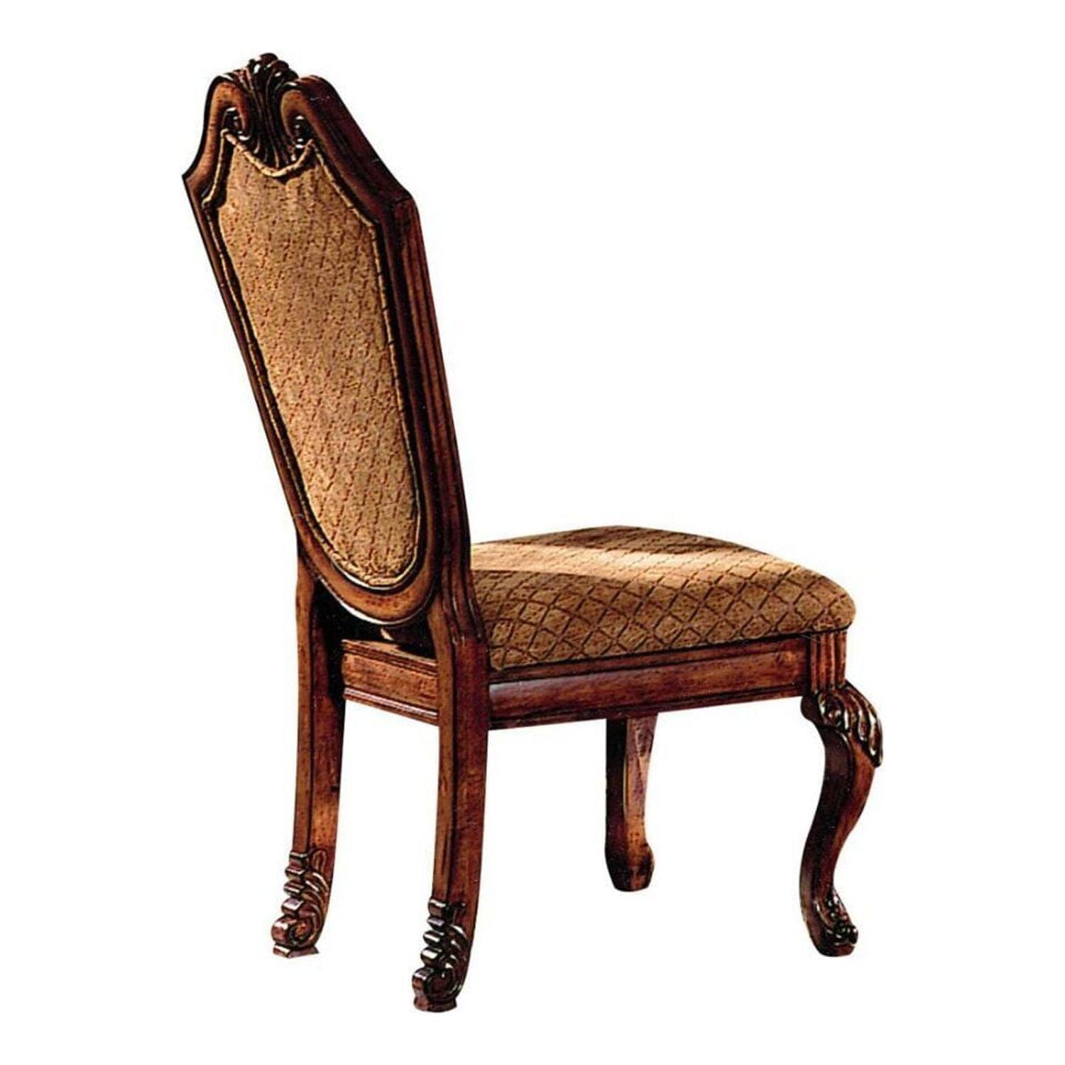 High-Back Luxe Linen & Cherry Wood Side Chair