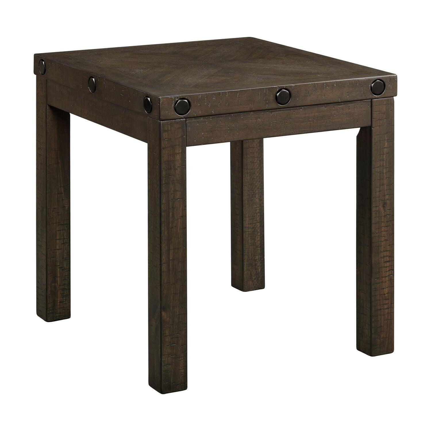 24" Gray Acacia Wood Square End Table with USB Port