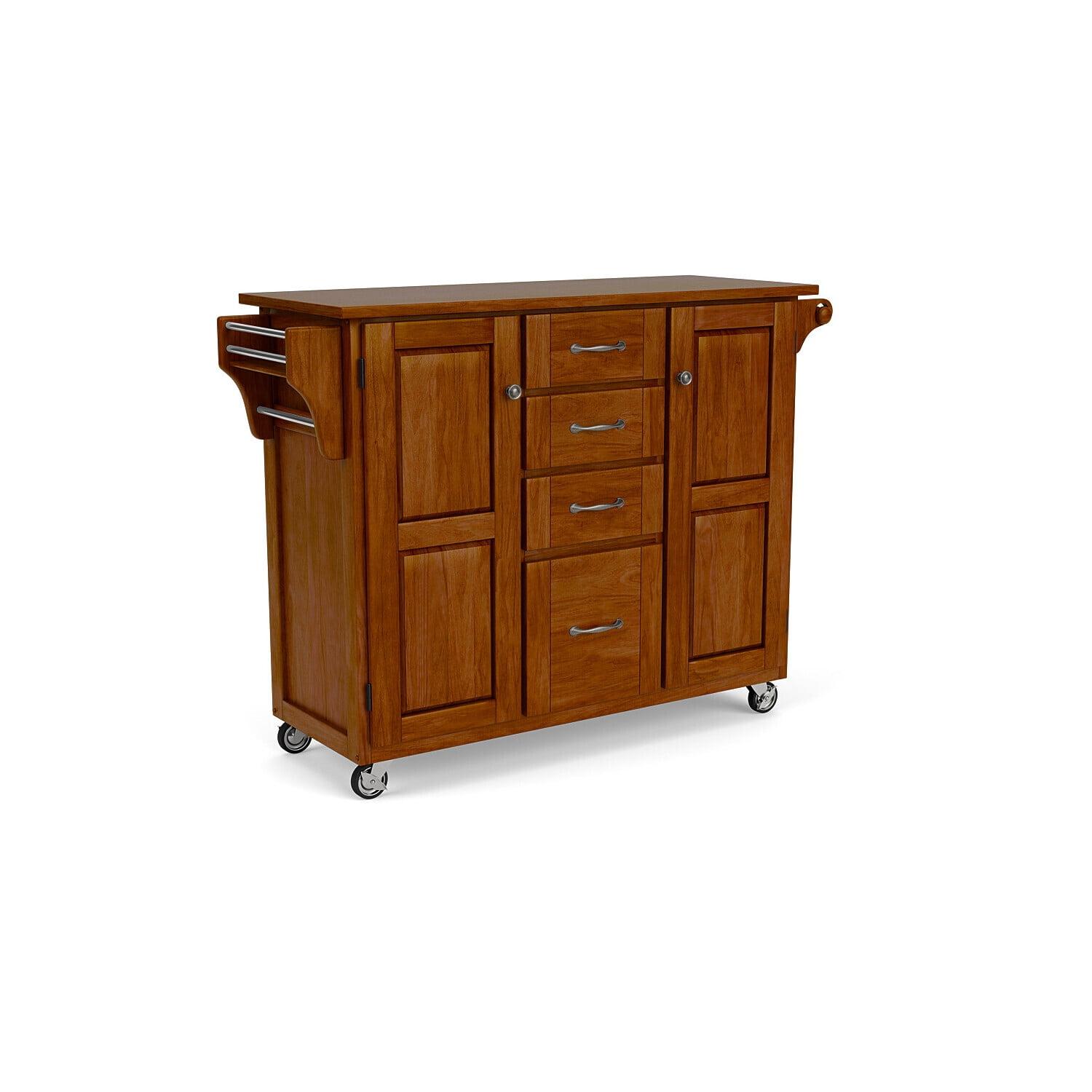 Cherry Wood Kitchen Cart with Spice Rack and Storage