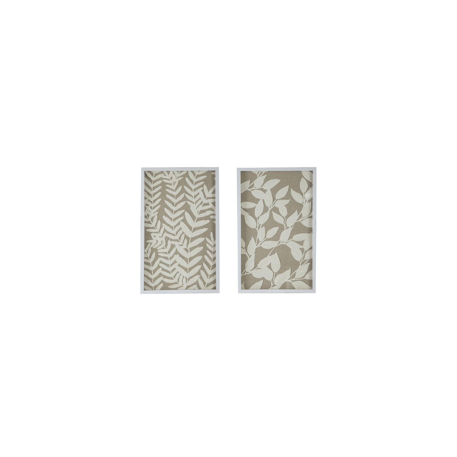 Set of 2 Estella Paper Shadow Box Wall Decors White - A&B Home: Transitional Style, Botanical Art, MDF Frame