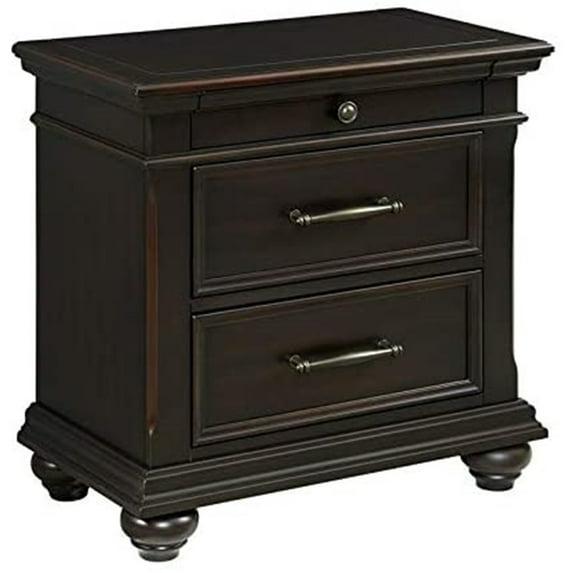 Brooks 3 Drawer Nightstand with USB Ports Black - Picket House Furnishings: Bedroom Storage, Felt-Lined Drawer