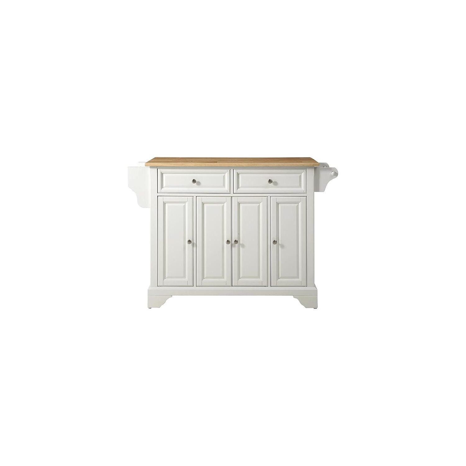 HomeStock Suburban Soiree Wood Top Full Size Kitchen Island/Cart White/Natural