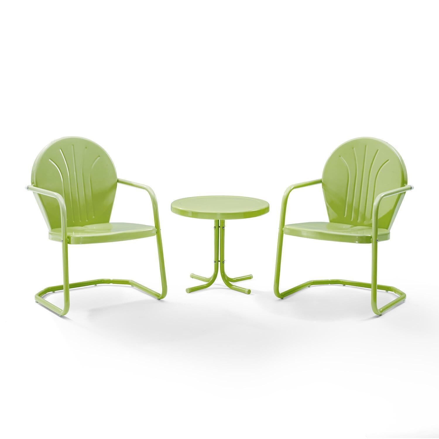 Key Lime Powder-Coated Metal 3-Piece Outdoor Conversation Set