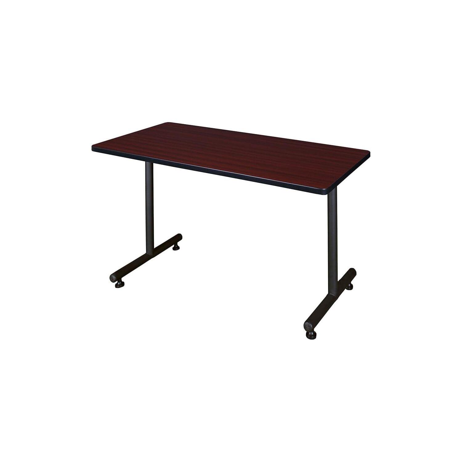 HomeStock Timeless Trends 42" x 24"Training Table- Mahogany, Adjustable and Foldable Office Table with Wheels for Meeting Rooms and Classrooms