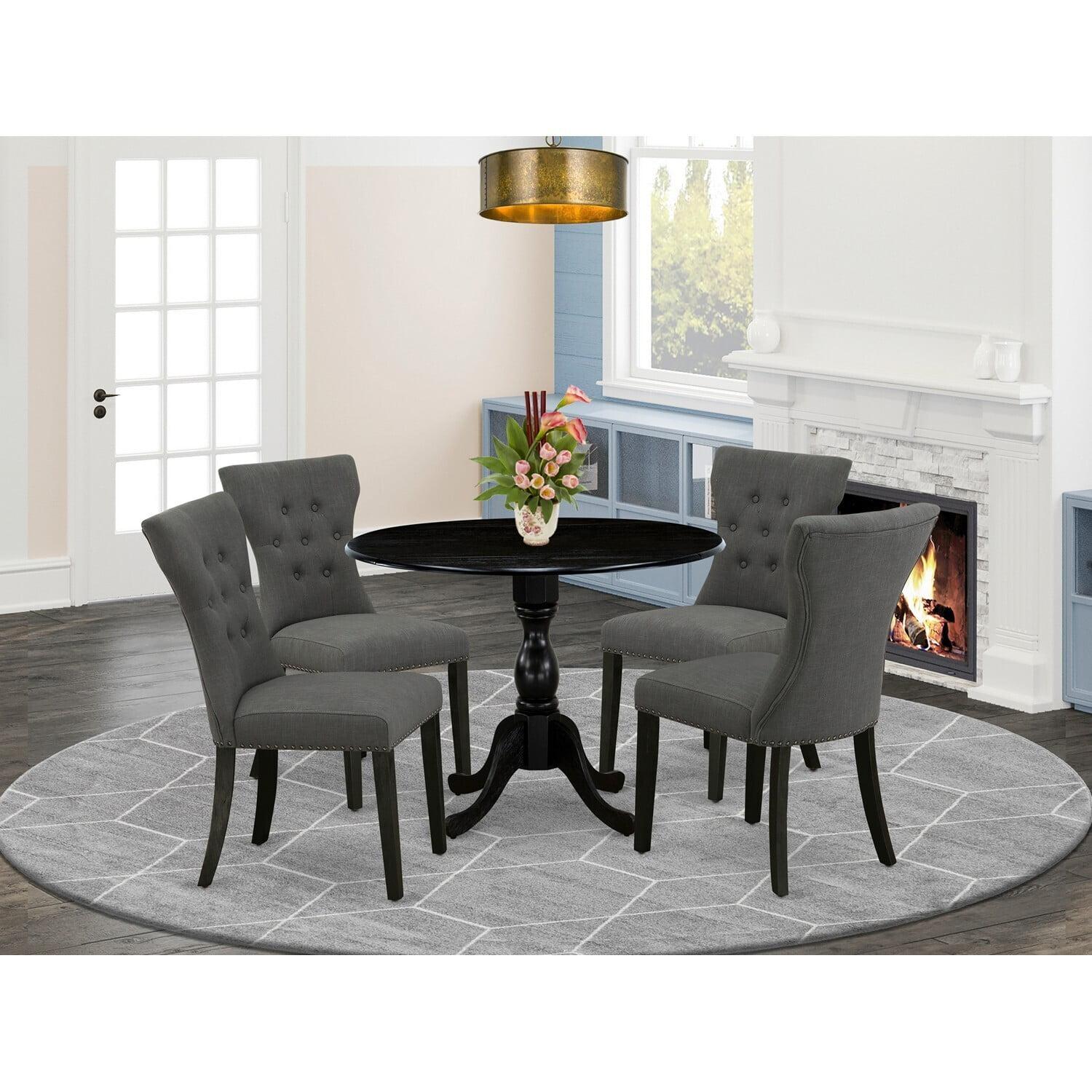 Gotham Grey Linen and Black Wire-Brushed 5-Piece Dining Set