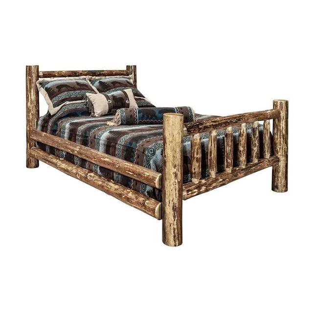 HomeStock Tribal Treasures Full Log Bed - Classic Spindle Style, Lodge Pole Pine with Mortise and Tenon Joinery, Durable and Heirloom Quality, 87" L x 60" W x 47" H