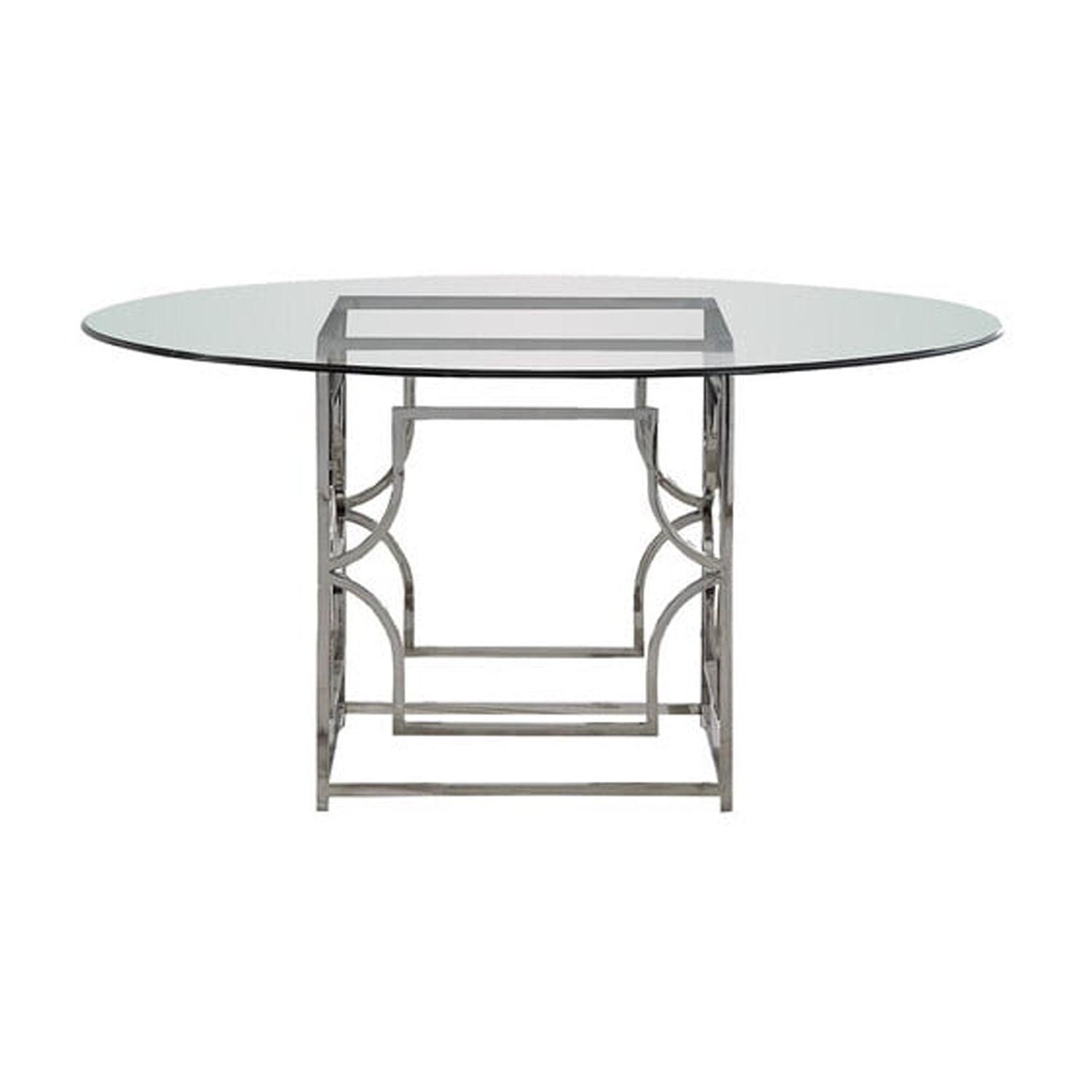 Best Master Alexis 54" Stainless Steel and Glass Round Dining Table in Silver