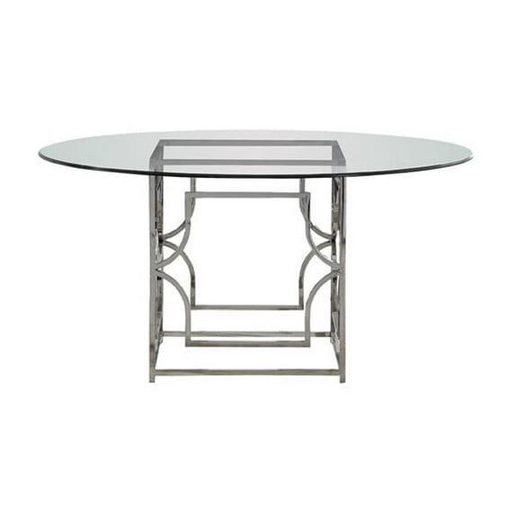 Best Master Alexis 54" Stainless Steel and Glass Round Dining Table in Silver
