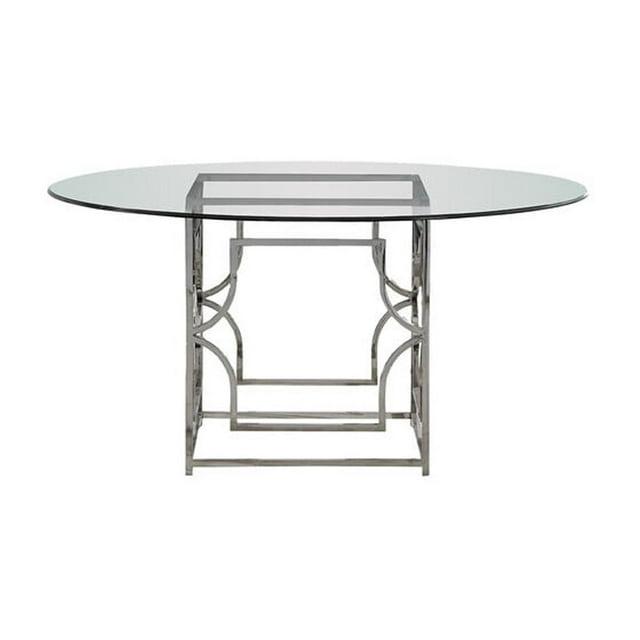 Best Master Alexis 54" Stainless Steel and Glass Round Dining Table in Silver