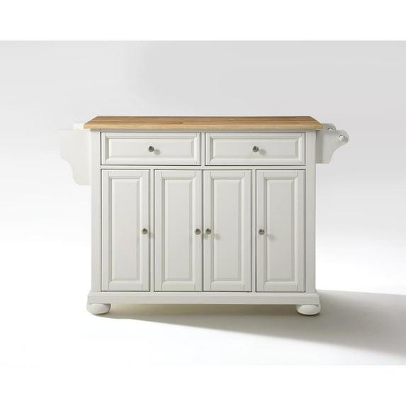 Cambridge Natural Wood Top Kitchen Island White - Crosley: Adjustable Shelves, Towel Bar, Storage Cabinets