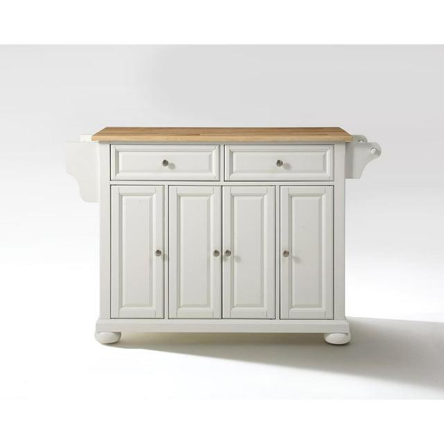 Cambridge Natural Wood Top Kitchen Island White - Crosley: Adjustable Shelves, Towel Bar, Storage Cabinets