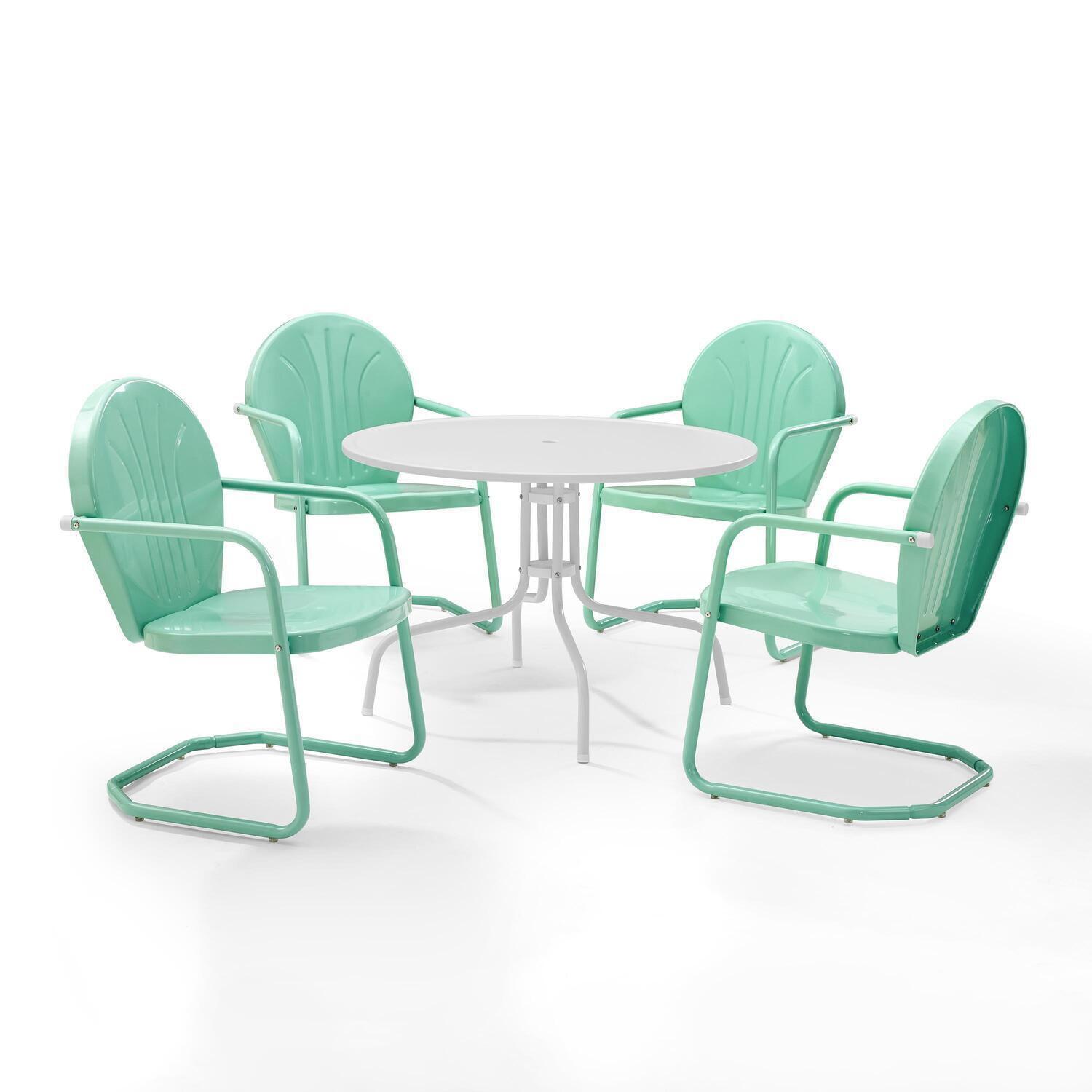 Burley Round 4 - Person 39" Long Powder Coated Steel Dining Set