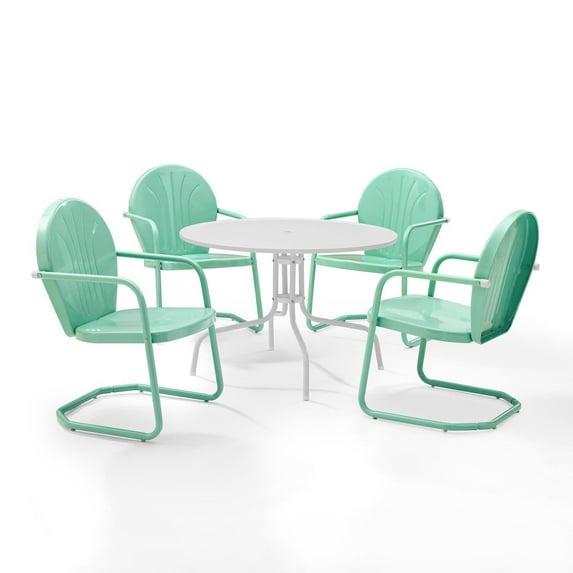 Burley Round 4 - Person 39" Long Powder Coated Steel Dining Set