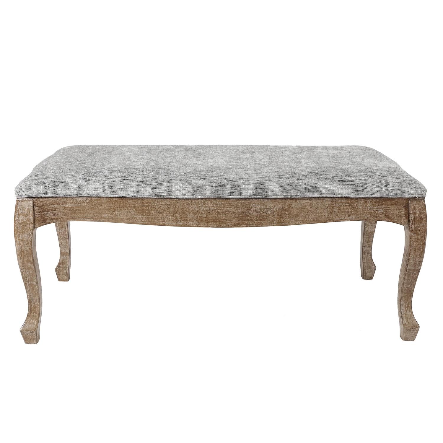 LuxenHome Upholstered Gray Linen Entryway and Bedroom Bench