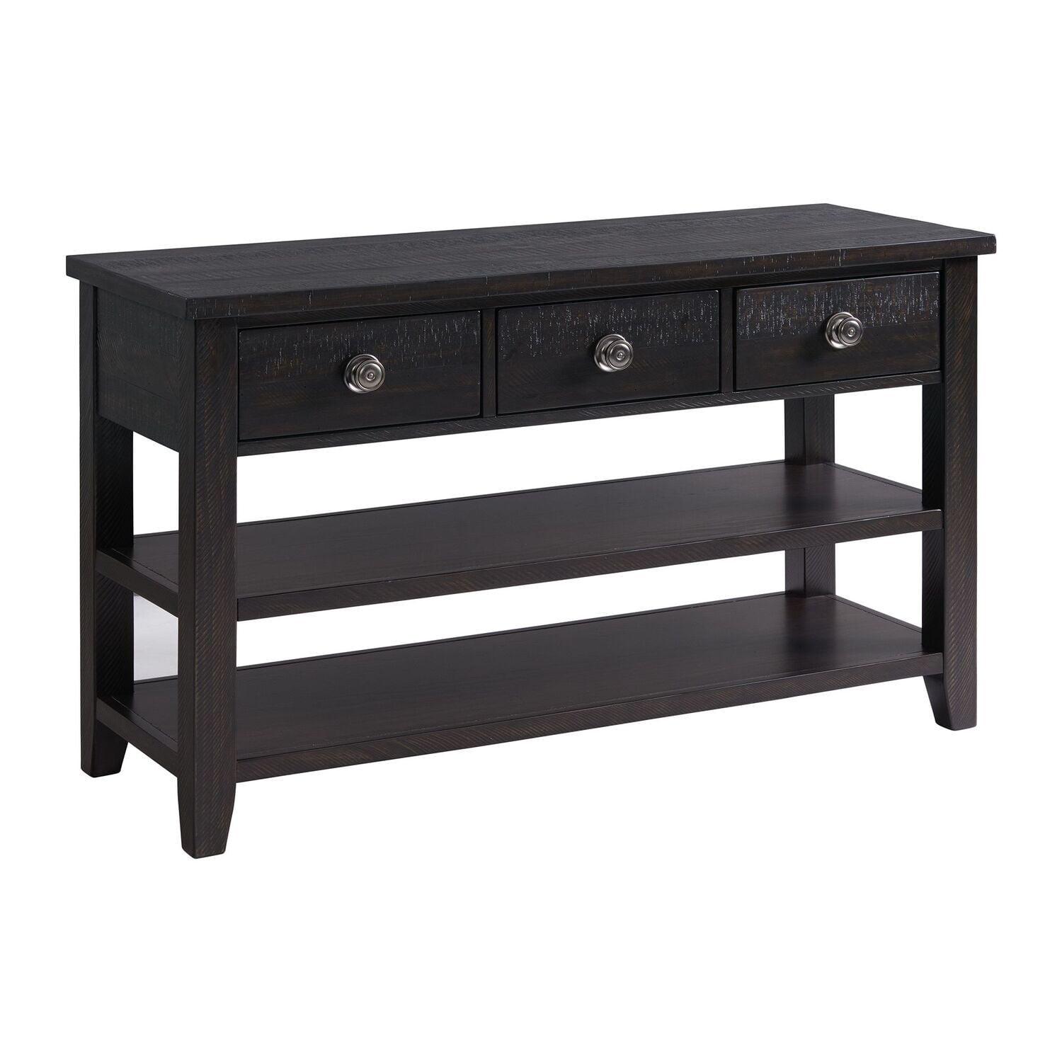 Picket House Furnishings Kahlil 3-Drawer Sofa Table in Espresso