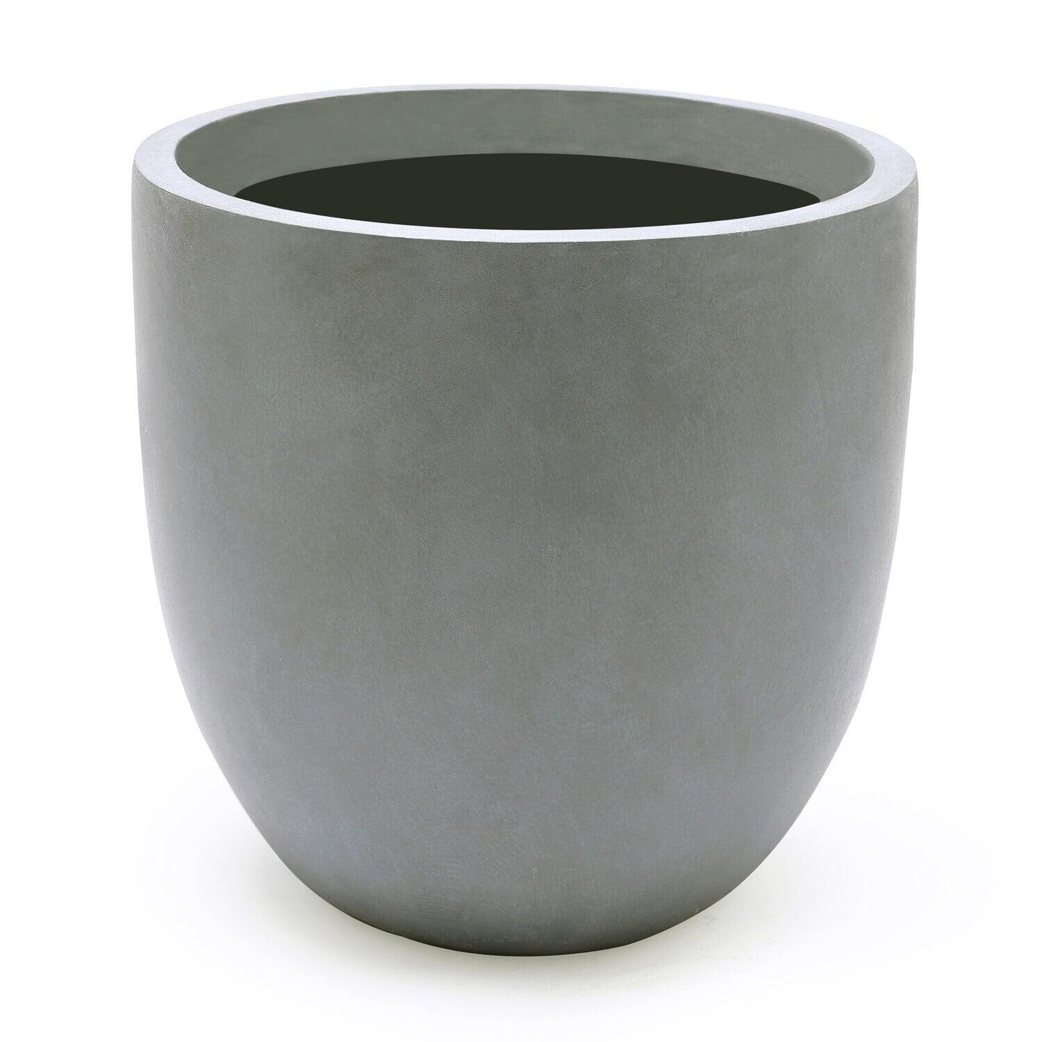 LuxenHome Round Tapered 12.2" H Flower Pot Planter Gray
