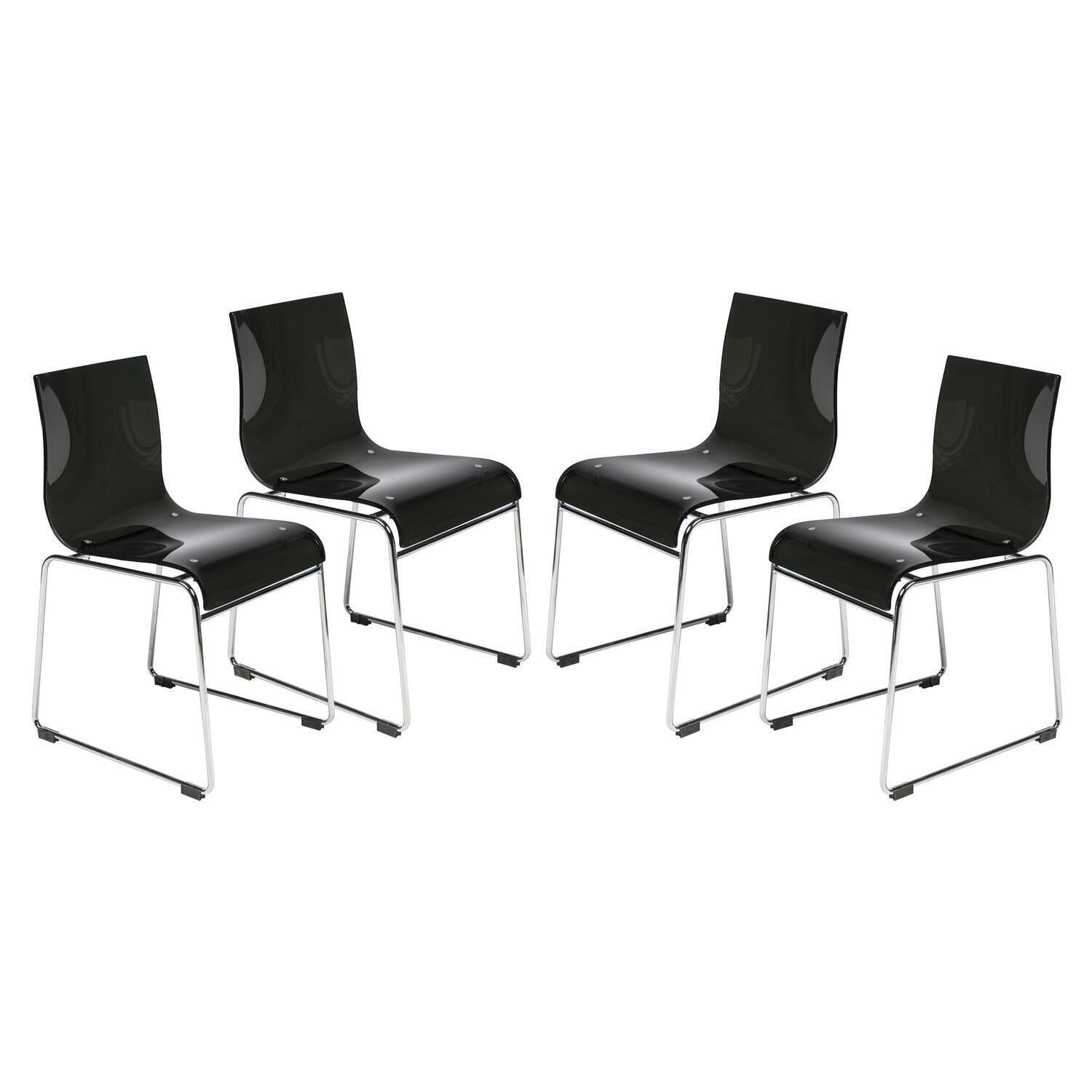 LeisureMod Lima Modern Acrylic Chair, Set of 4