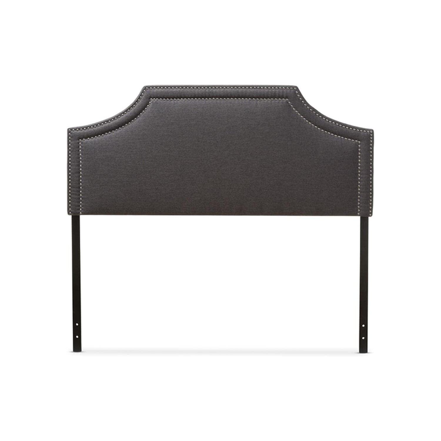 Queen Avignon Modern Fabric Upholstered Headboard Dark Gray - Baxton Studio: Chic Metallic Trim, Rubberwood Frame, Adjustable Height