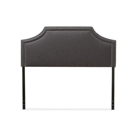 Queen Avignon Modern Fabric Upholstered Headboard Dark Gray - Baxton Studio: Chic Metallic Trim, Rubberwood Frame, Adjustable Height