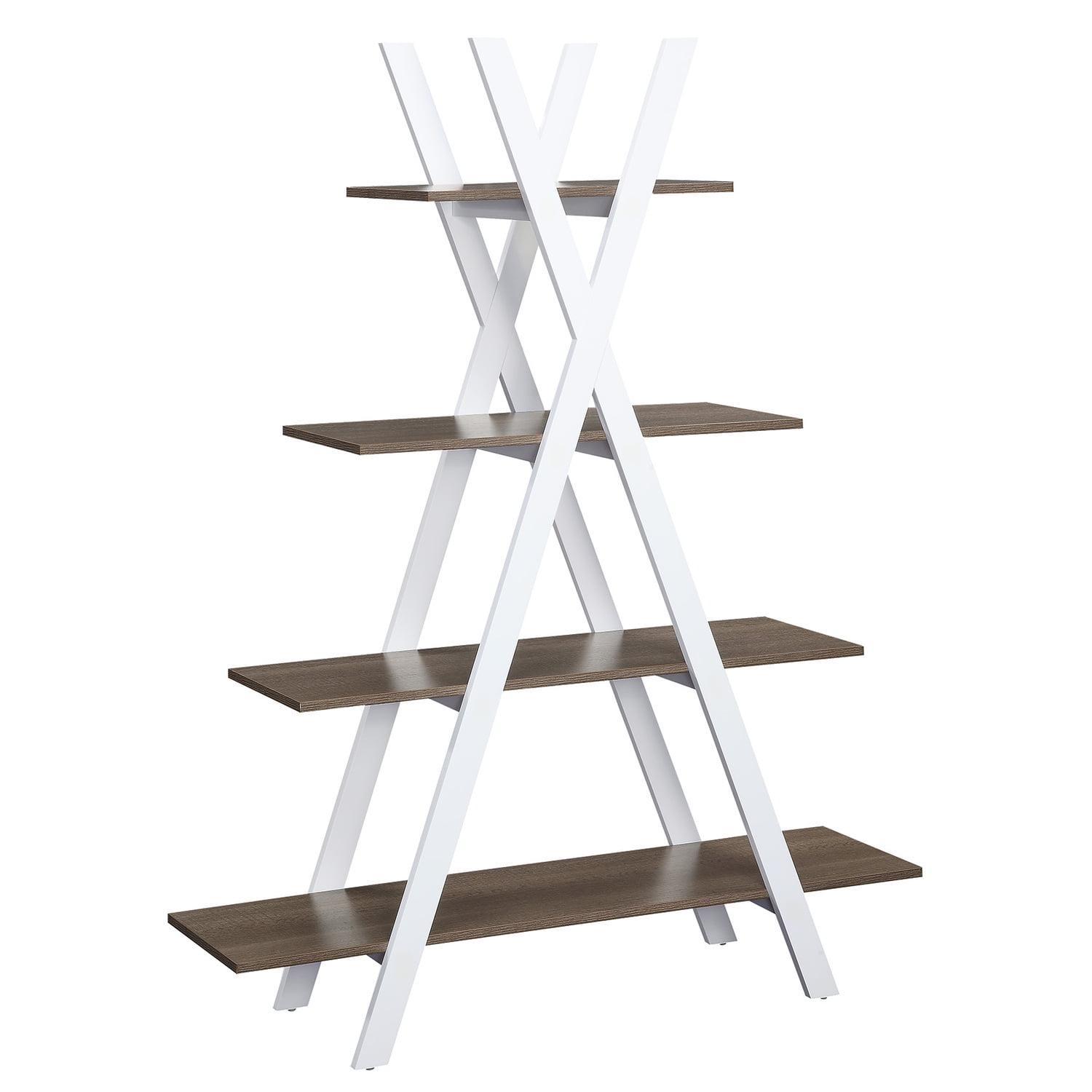 White MDF A-Frame Ladder Bookshelf, 59" Tall