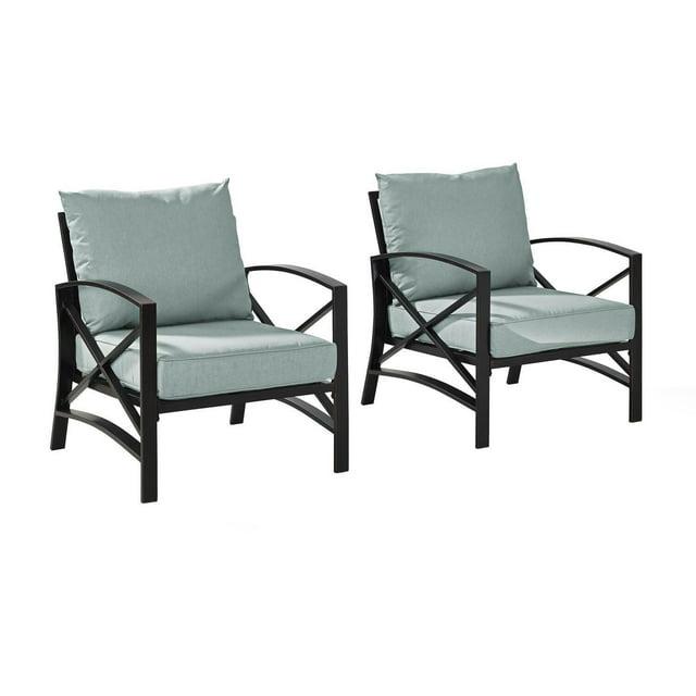 2pc Kaplan Outdoor Chair Set Oatmeal - Crosley: Steel Frame, UV-Resistant Cushions, Patio Seating