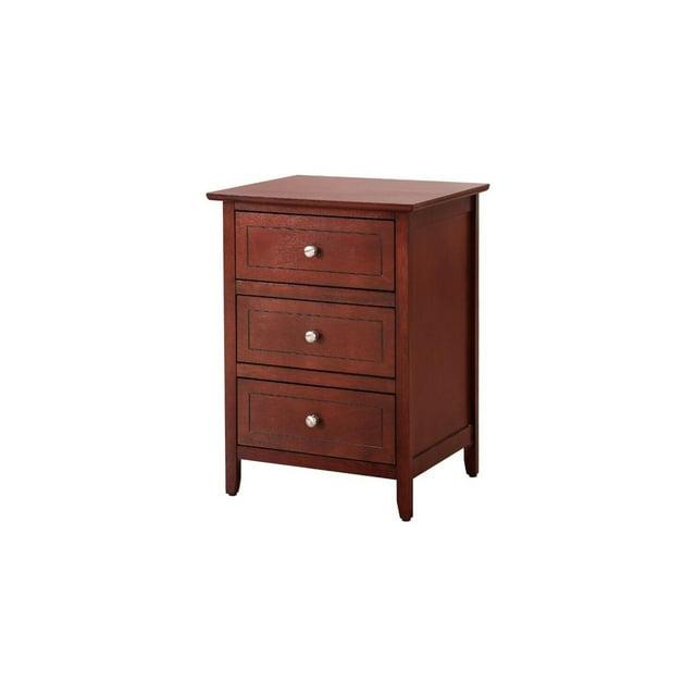 Homestock Mediterranean Magic Nightstand - Dovetailed Drawers for Bedroom Storage, Stylish Nickel Hardware, Painted Nightstand, Floor Mountable-Color:Cherry,Size:3 Drawer