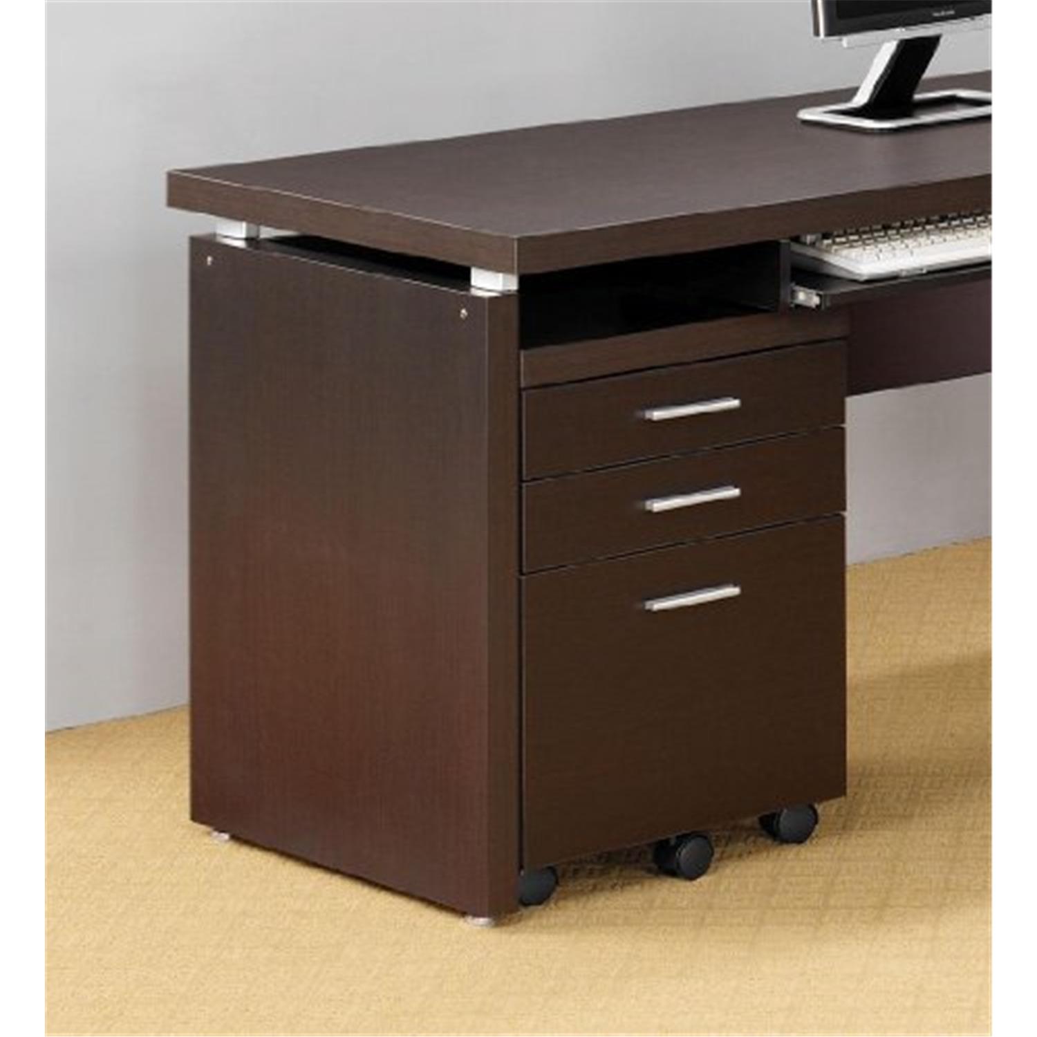 Skylar Black 3-Drawer Mobile File Cabinet with Silver Handles