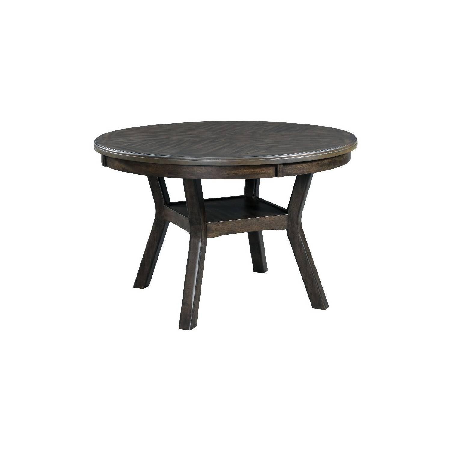 Transitional Walnut Round Wood Dining Table with Storage Shelf