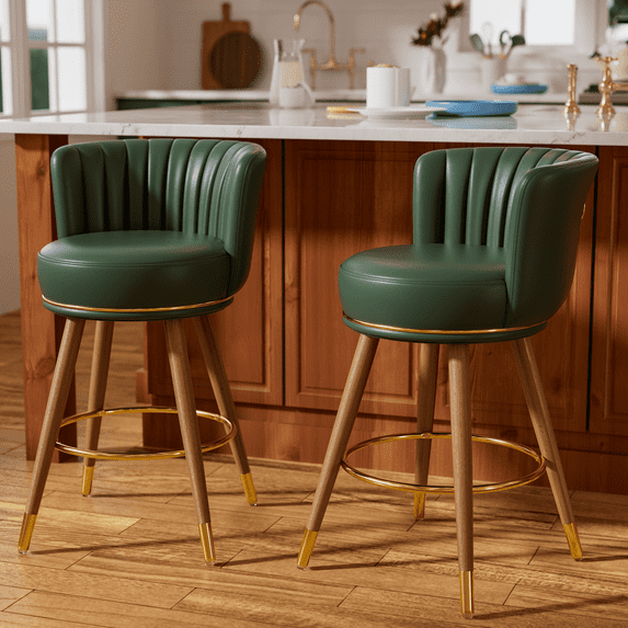 Everly Quinn Anneli Swivel 24'' Swivel Counter Height Bar Stools Counter Stools for Kitchen Island