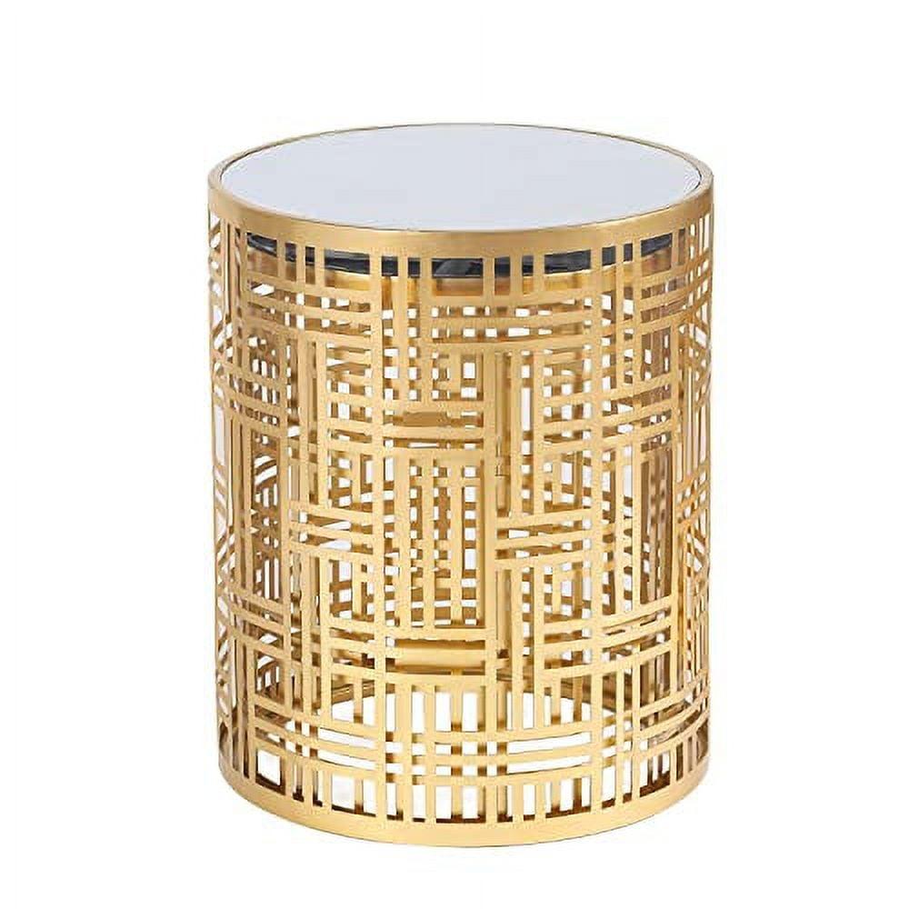 Gold Mirrored Round Metal Nesting Side Tables Set