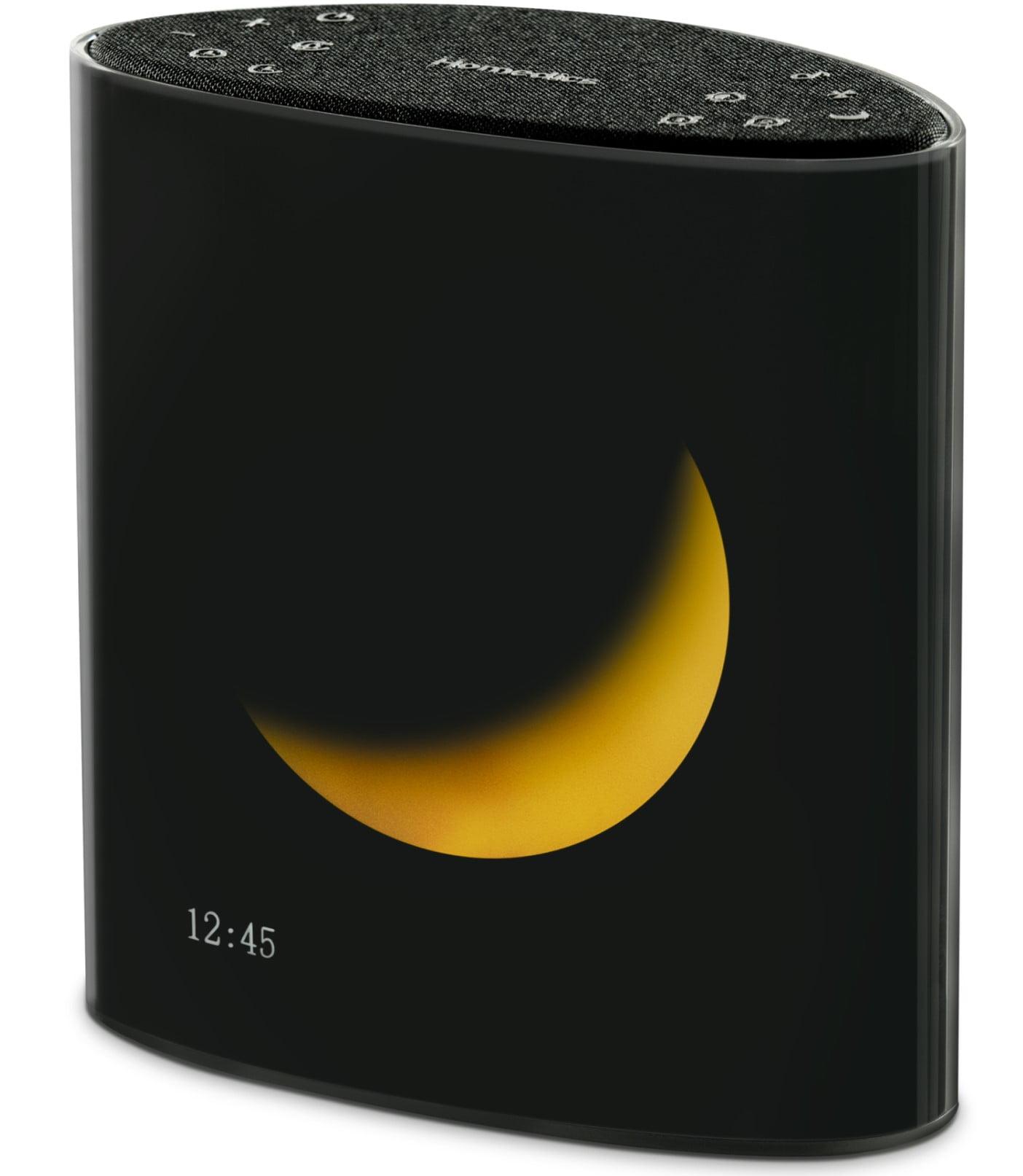 Homedics Sound Sleep Moon Dream Sound Machine & Clock, Moon display mirrors lunar cycles to enhance sleep, 18 Sounds
