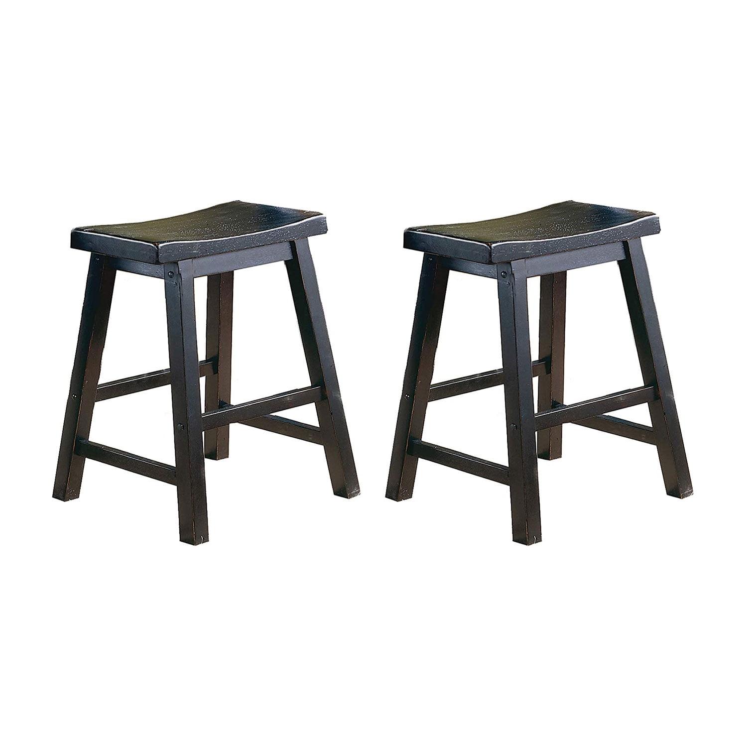 Homelegance 18 Inch Dining Height Wooden Saddleback Seat Barstool, Black