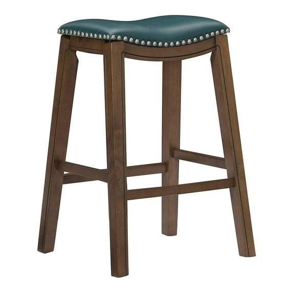 Homelegance 29" Pub Height Wooden Bar Stool Saddle Seat Barstool, Green Brown