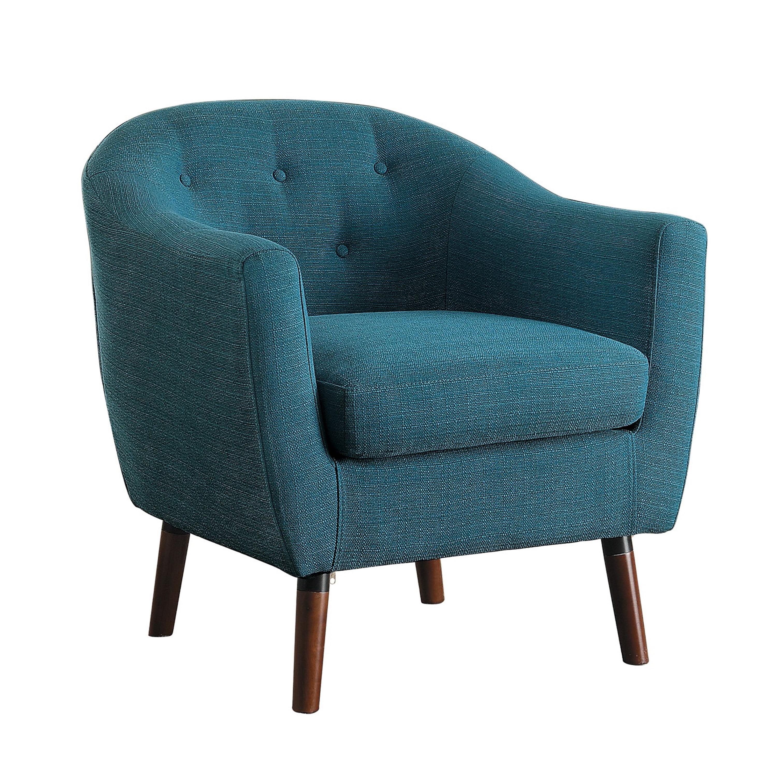 Scandinavian Blue Barrel Accent Chair in Solid Wood