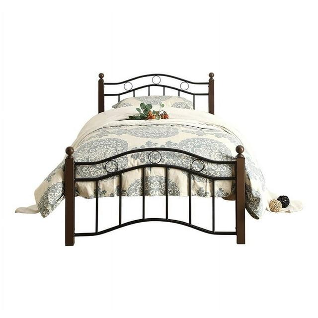 Homelegance Averny Twin Size Home Metal Platform Bed Frame with Headboard, Black
