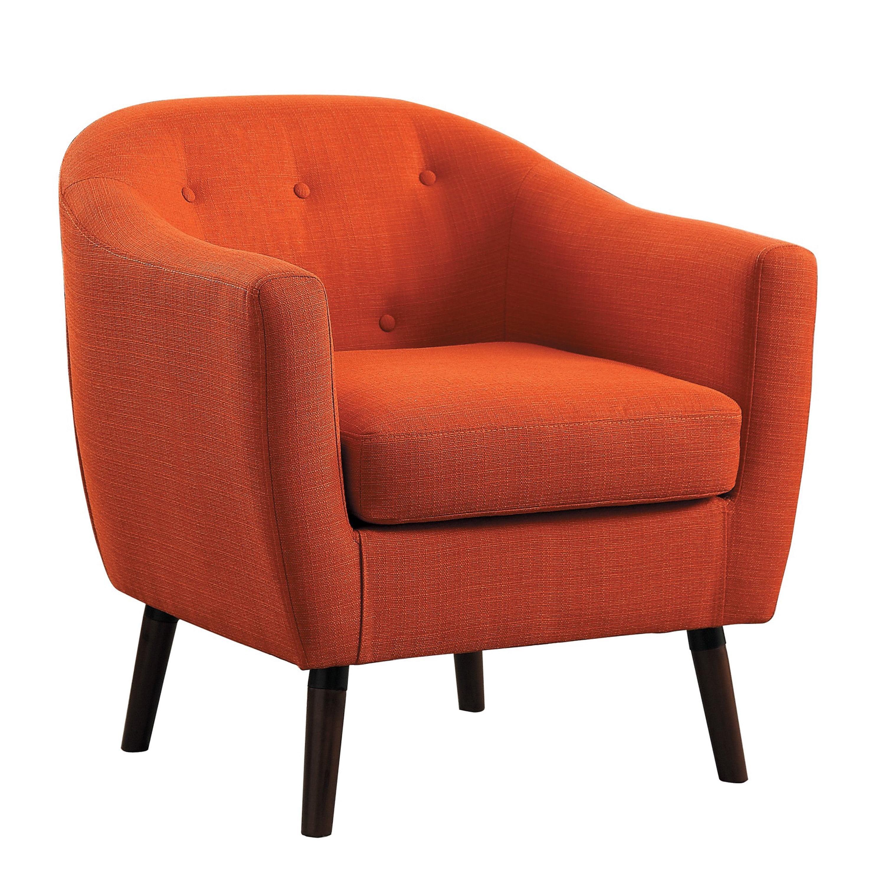 Burnt Orange Mid-Century Modern Barrel Accent Chair