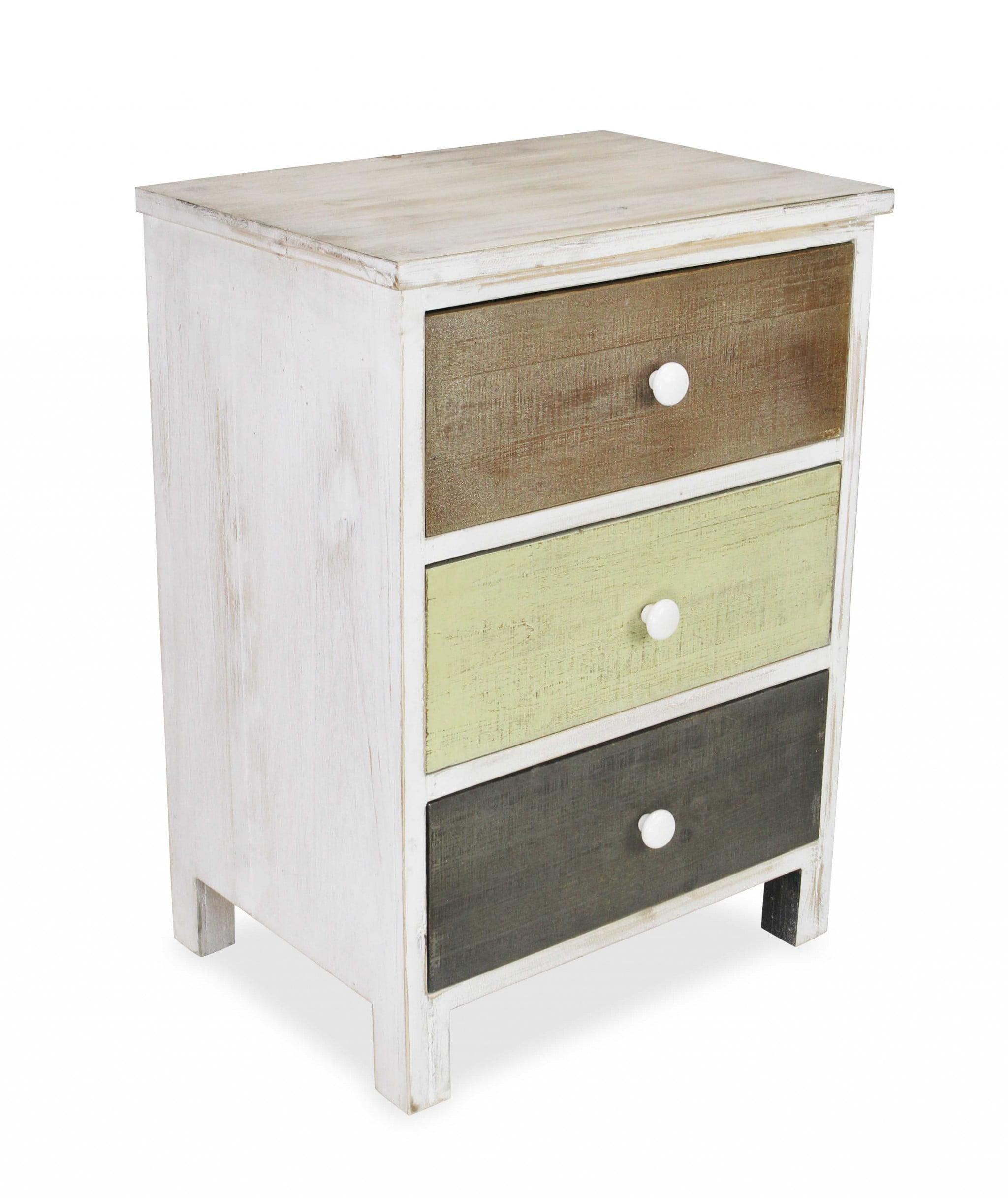 Modern White and Brown 3-Drawer Office Cabinet