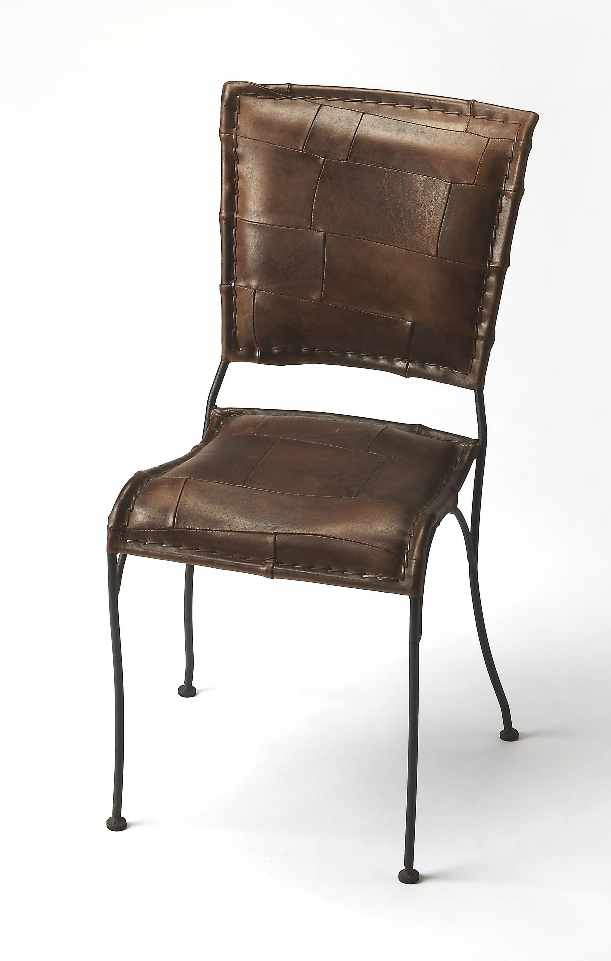 Butler Specialty Maverick Side Chair In Iron And Leather