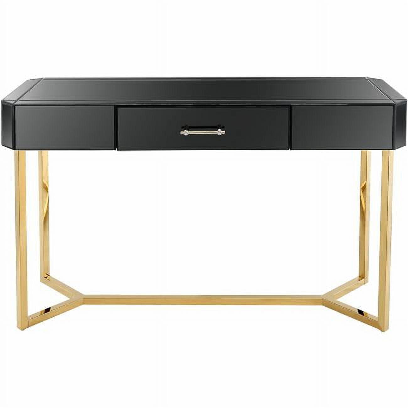 Black and Gold Console Table with Single Drawer Storage