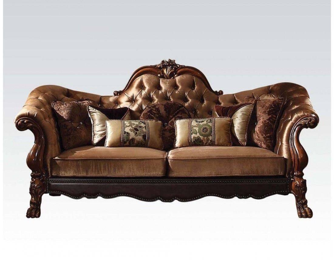 Elegant Brown Leather Sleeper Loveseat with Foam Cushioning and Wood Accents