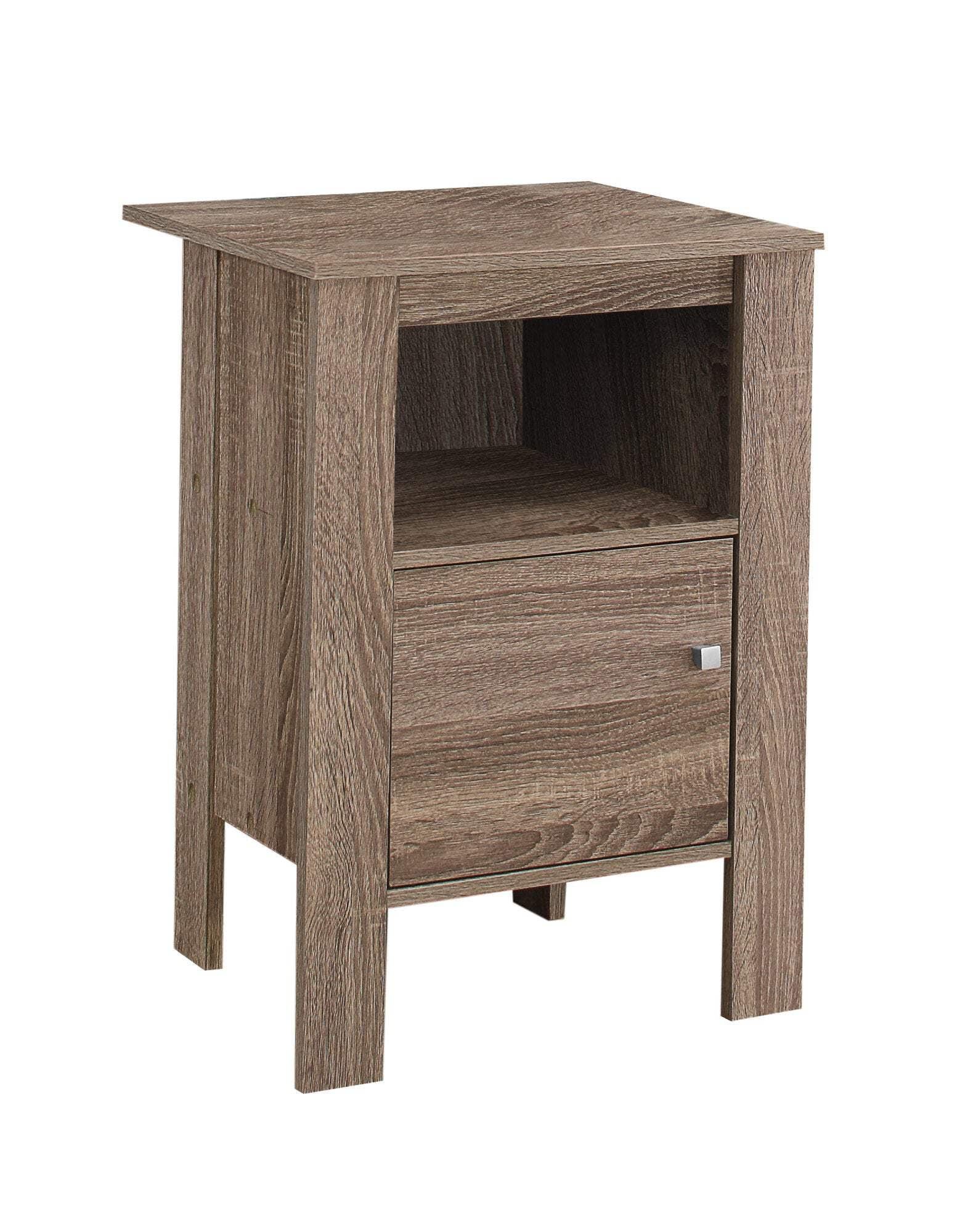 Accent Table with Storage Dark Taupe - EveryRoom: Laminated MDF, Square Shape, Spot Clean, Shelf Cabinet