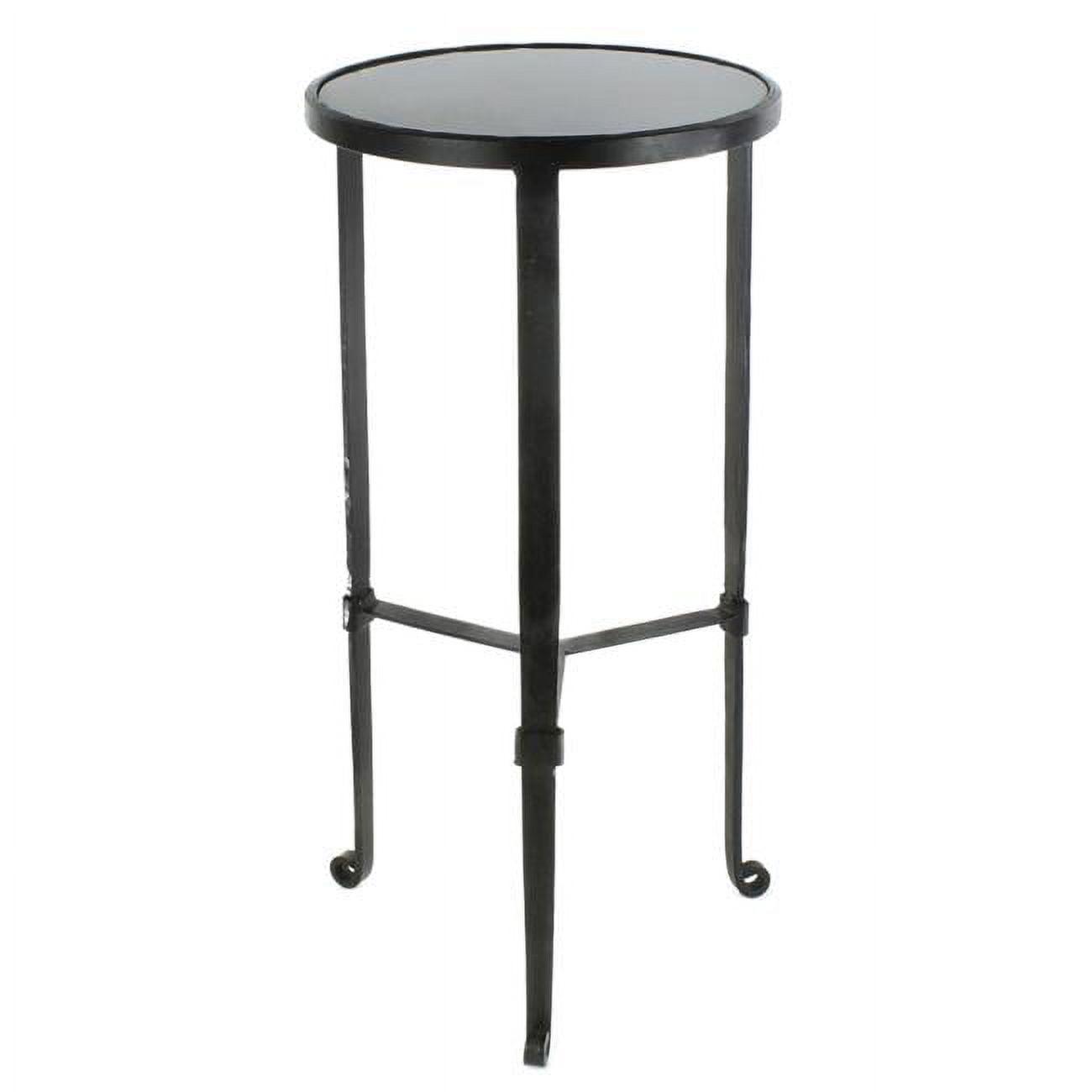 Black and Gray Round Stone Top Side Table