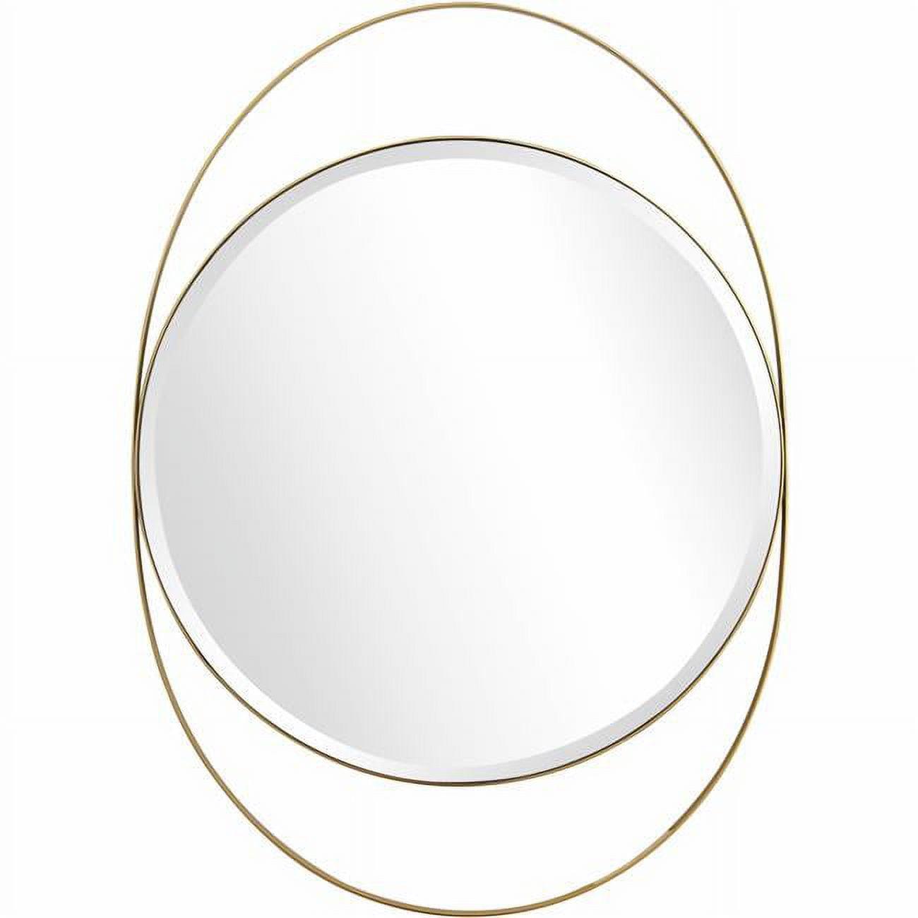 Elegant Oval Wood and Gold Accent Wall Mirror