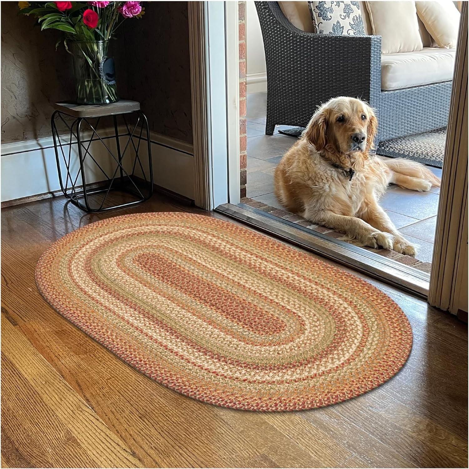 Homespice 20x30 Brown Oval Braided Rug. Harvest Brown Jute Oval Rug. Uses- Entryway Rugs, Kitchen Rugs, Bathroom Rugs. Reversible, Rustic, Country, Primitive, Farmhouse Decor Rug